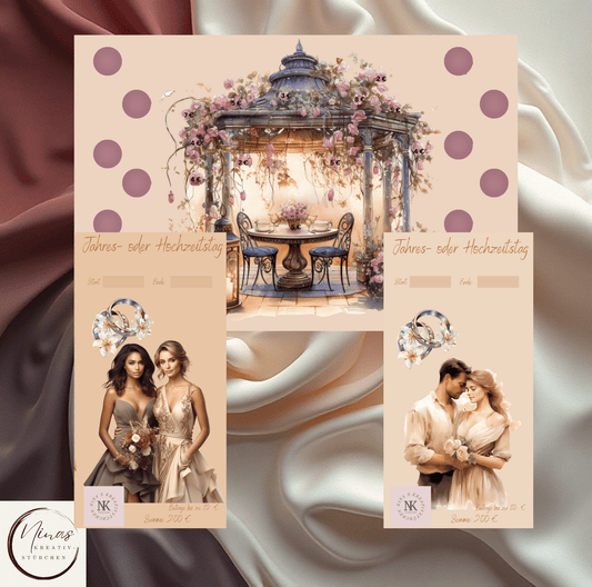 Jahres - oder Hochzeitstag I A6 I 3er Klappkarte - Nina's Kreativstübchen