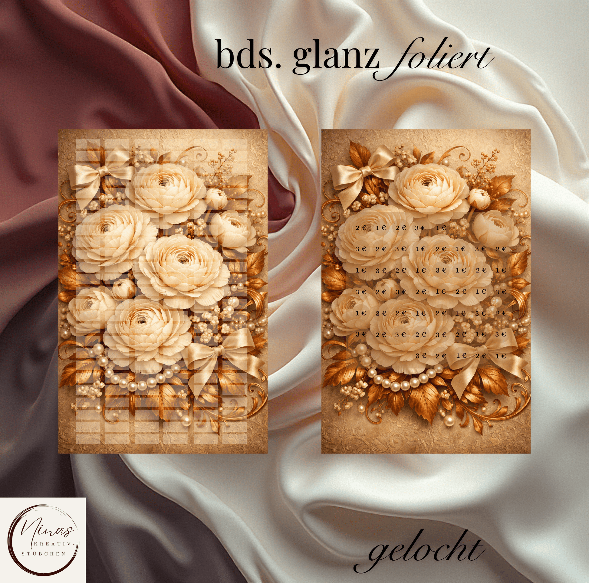 Kupferblüte – 100 € Herzensziel I A6 I Einheftchallenge I glanz foliert - Nina's Kreativstübchen