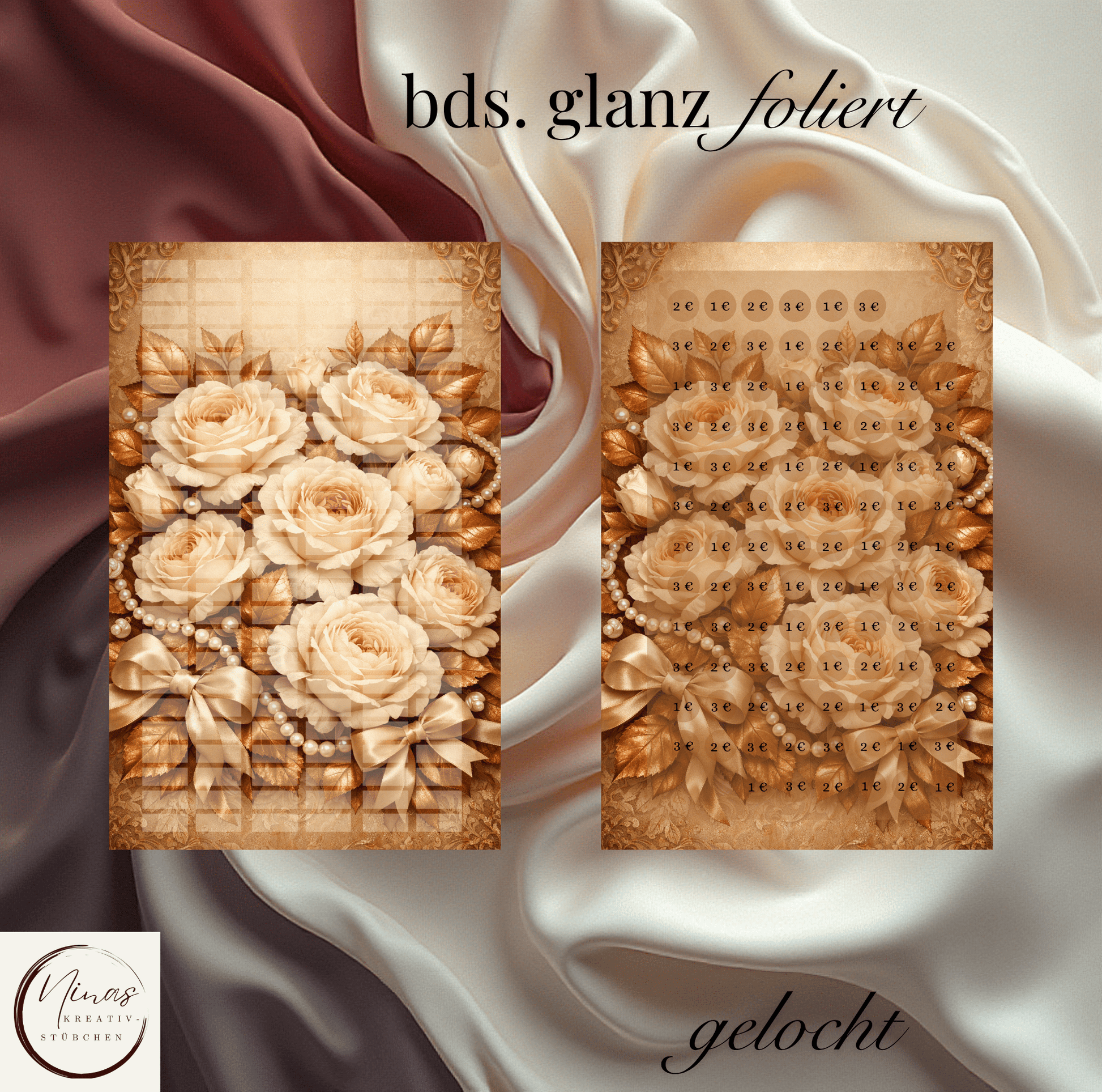 Kupferblüte – 200 € Wunschpolster I A6 I Einheftchallenge I glanz foliert - Nina's Kreativstübchen