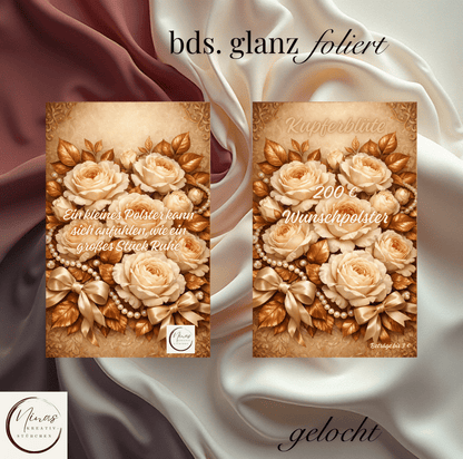 Kupferblüte – 200 € Wunschpolster I A6 I Einheftchallenge I glanz foliert - Nina's Kreativstübchen
