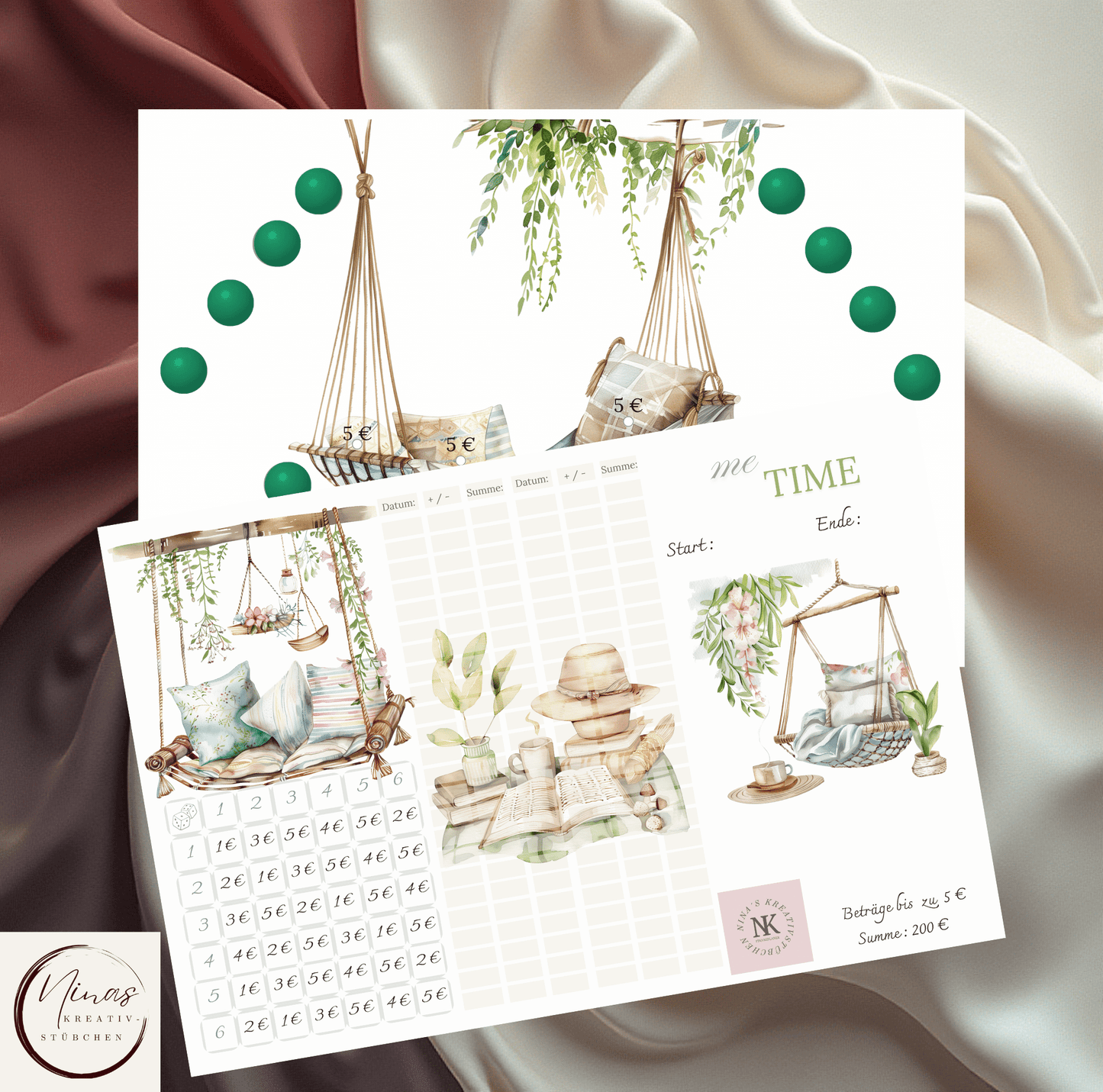 me Time I A6 I 3er Klappkarte - Nina's Kreativstübchen