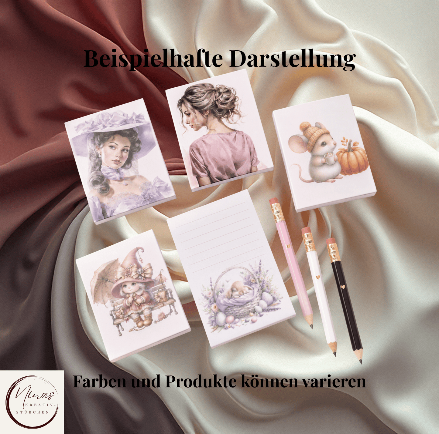 Mini - Bleistift (ca. 10 cm) + kleiner Schreibblock I A6 I Zubehör - Nina's Kreativstübchen