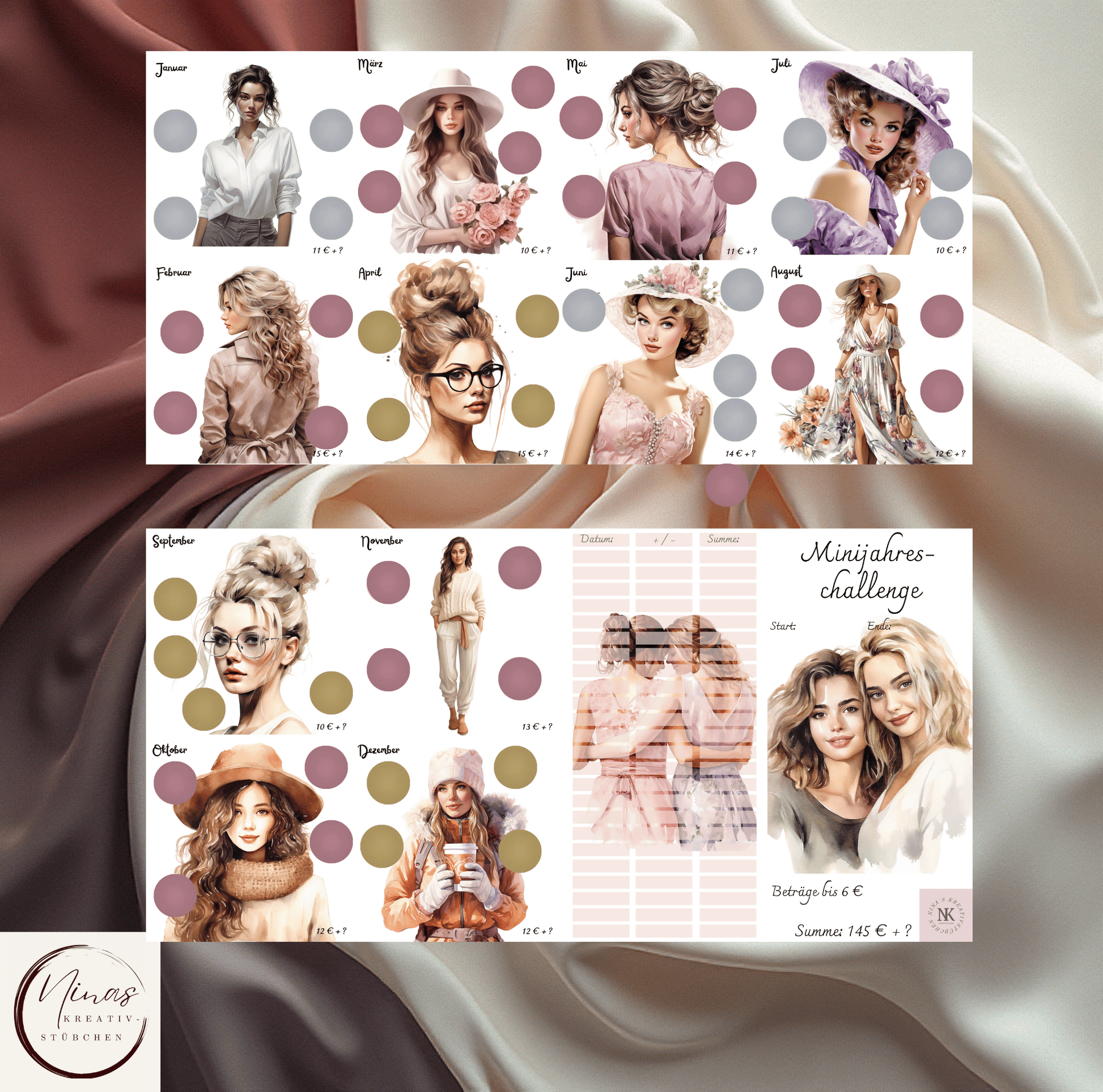 Minijahreschallenge - Menschen I A6 I 4er Klappkarte - Nina's Kreativstübchen