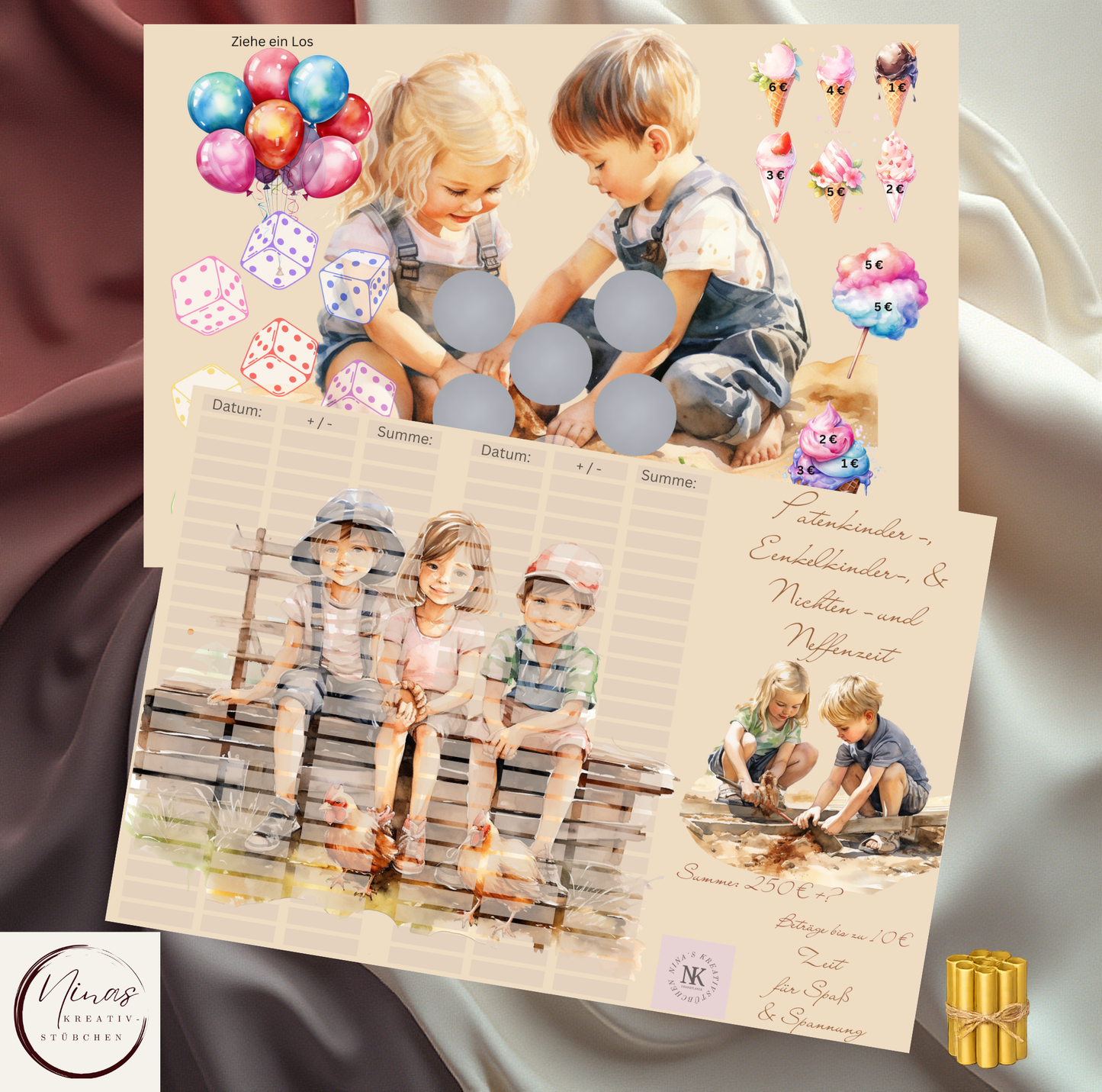 Paten - , Enkelkinder - , Nichten - und Neffenzeit I A6 I 3er Klappkarte - Nina's Kreativstübchen