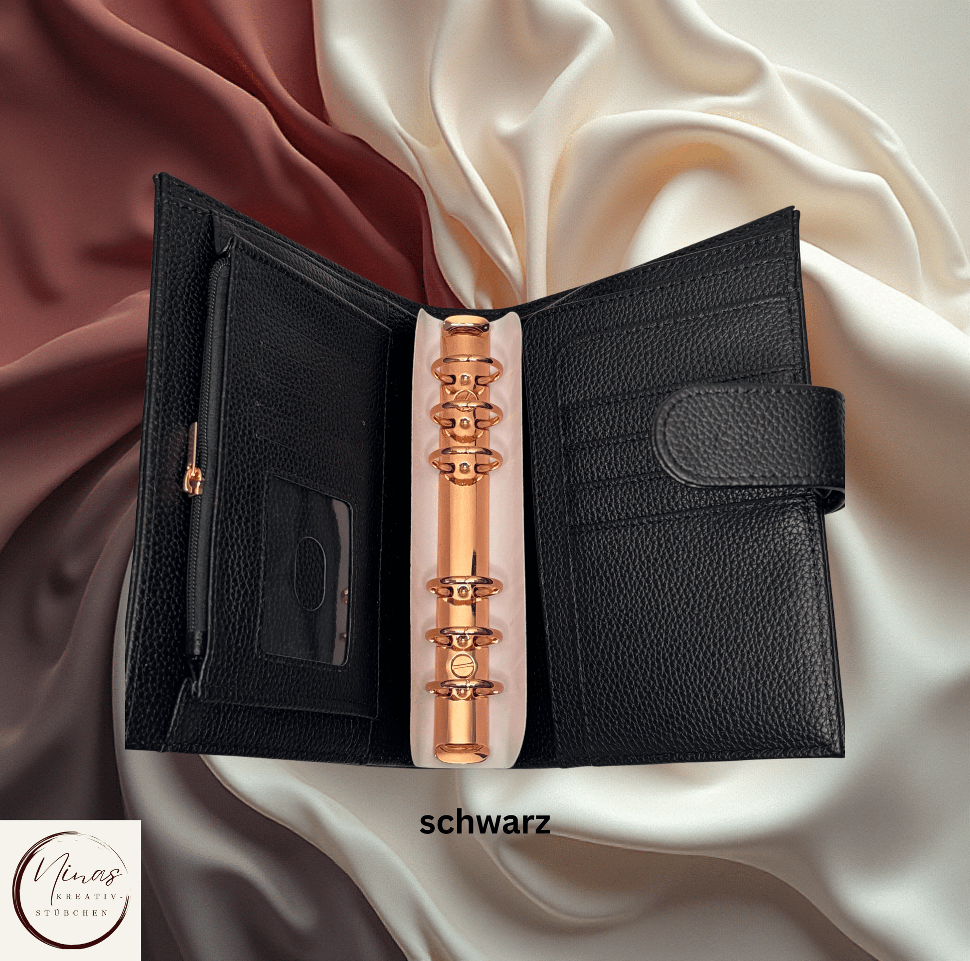 Premium Binder A6 mit Fächern & Rosé - Gold - Ringen I Ausverkauf - Nina's Kreativstübchen