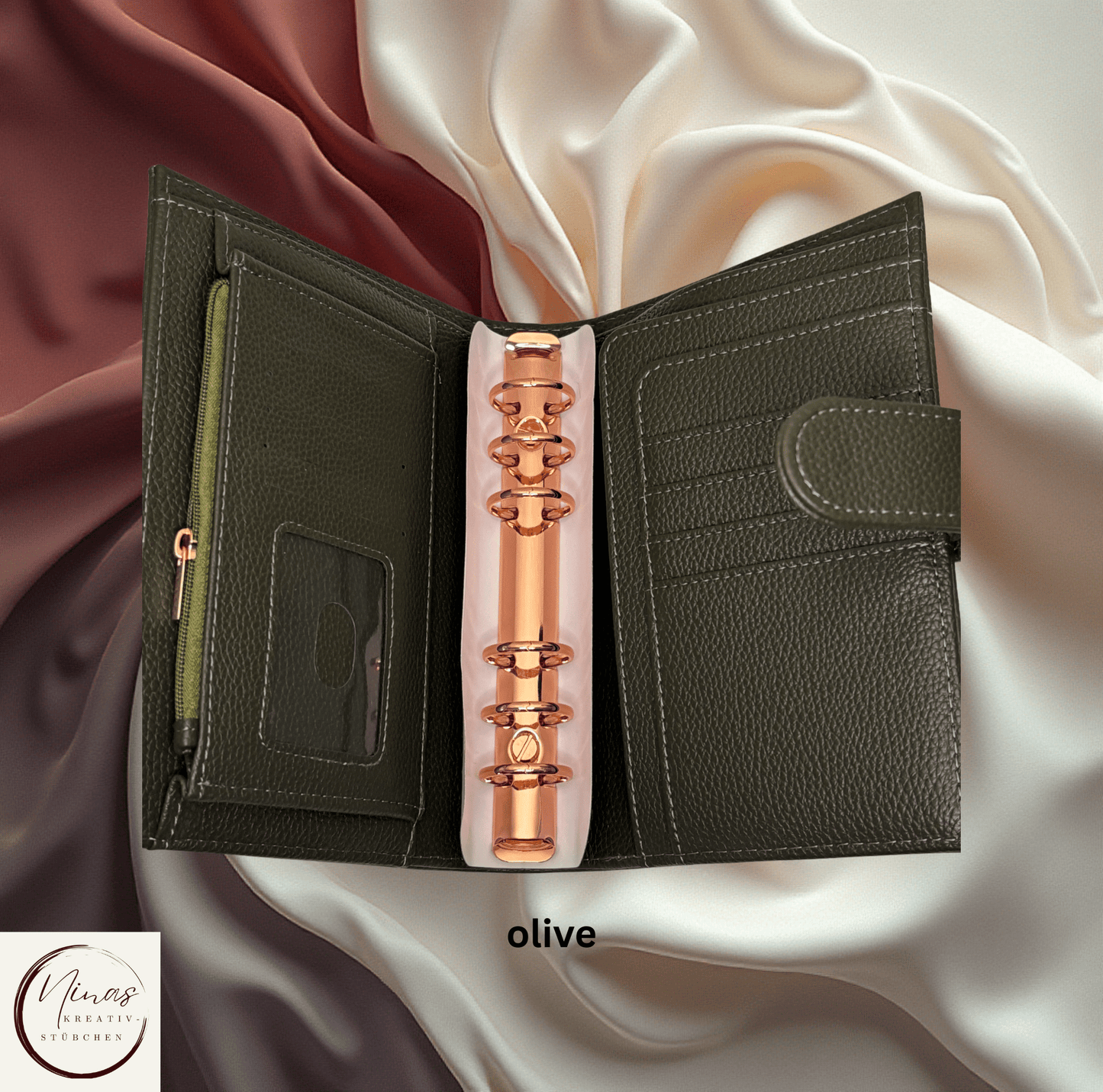 Premium Binder A6 mit Fächern & Rosé - Gold - Ringen I Ausverkauf - Nina's Kreativstübchen