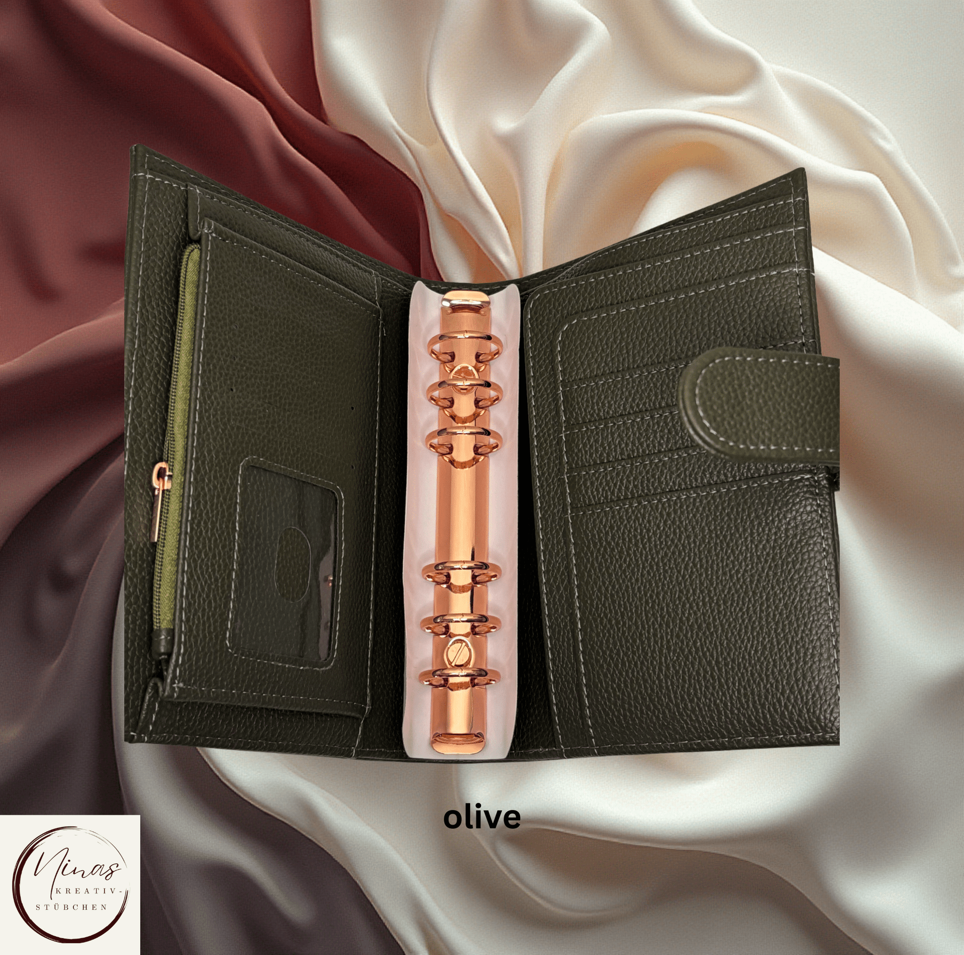 Premium Binder A6 mit Fächern & Rosé - Gold - Ringen I Ausverkauf - Nina's Kreativstübchen