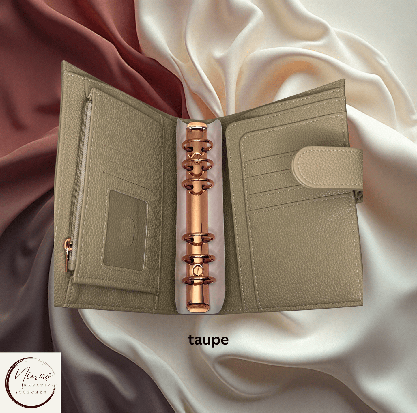 Premium Binder A6 mit Fächern & Rosé - Gold - Ringen I Ausverkauf - Nina's Kreativstübchen