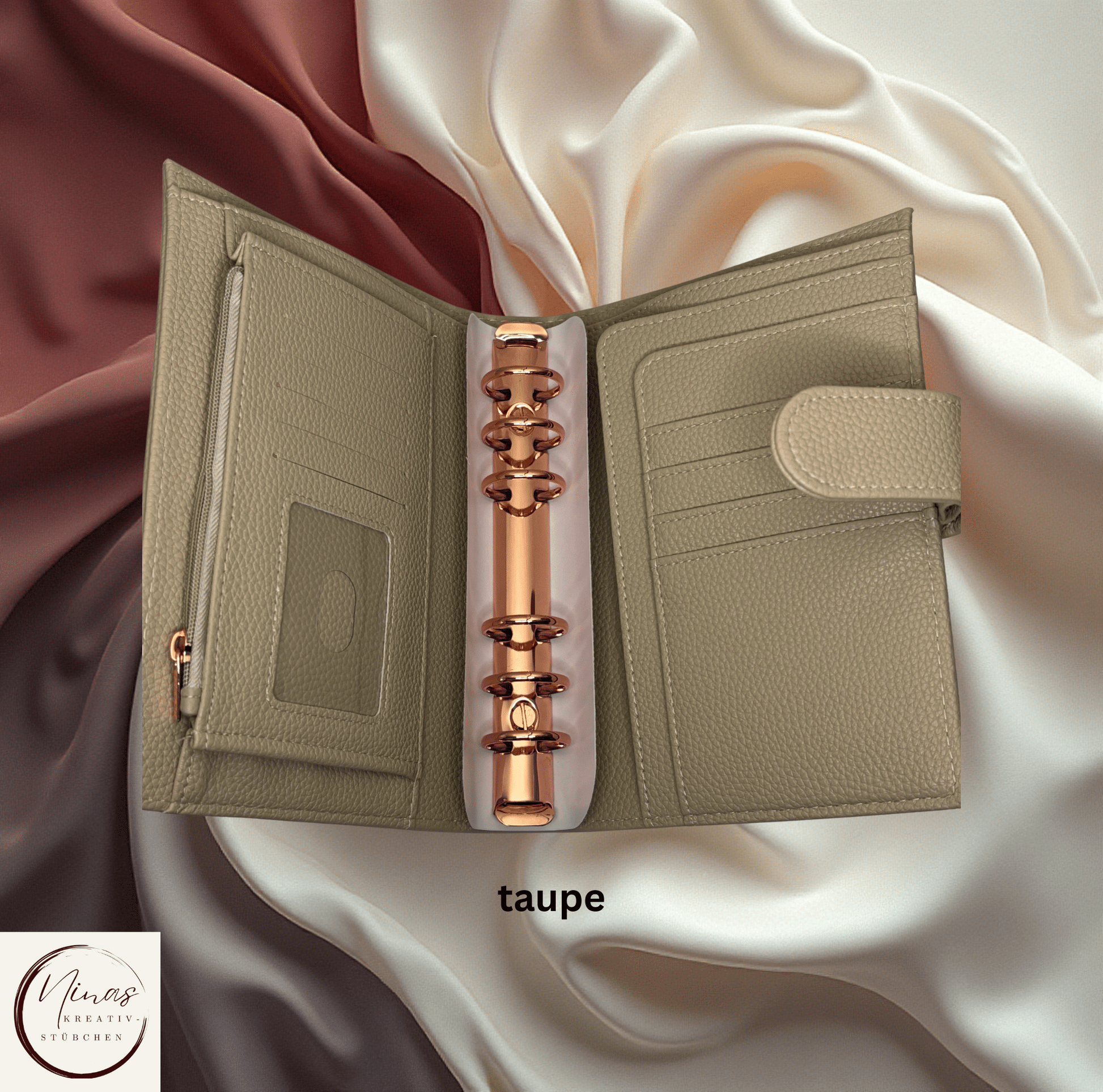 Premium Binder A6 mit Fächern & Rosé - Gold - Ringen I Ausverkauf - Nina's Kreativstübchen