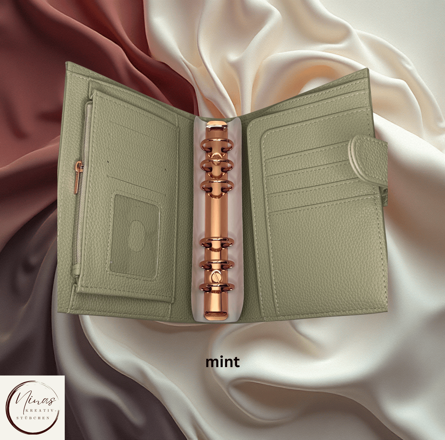 Premium Binder A6 mit Fächern & Rosé - Gold - Ringen I Ausverkauf - Nina's Kreativstübchen