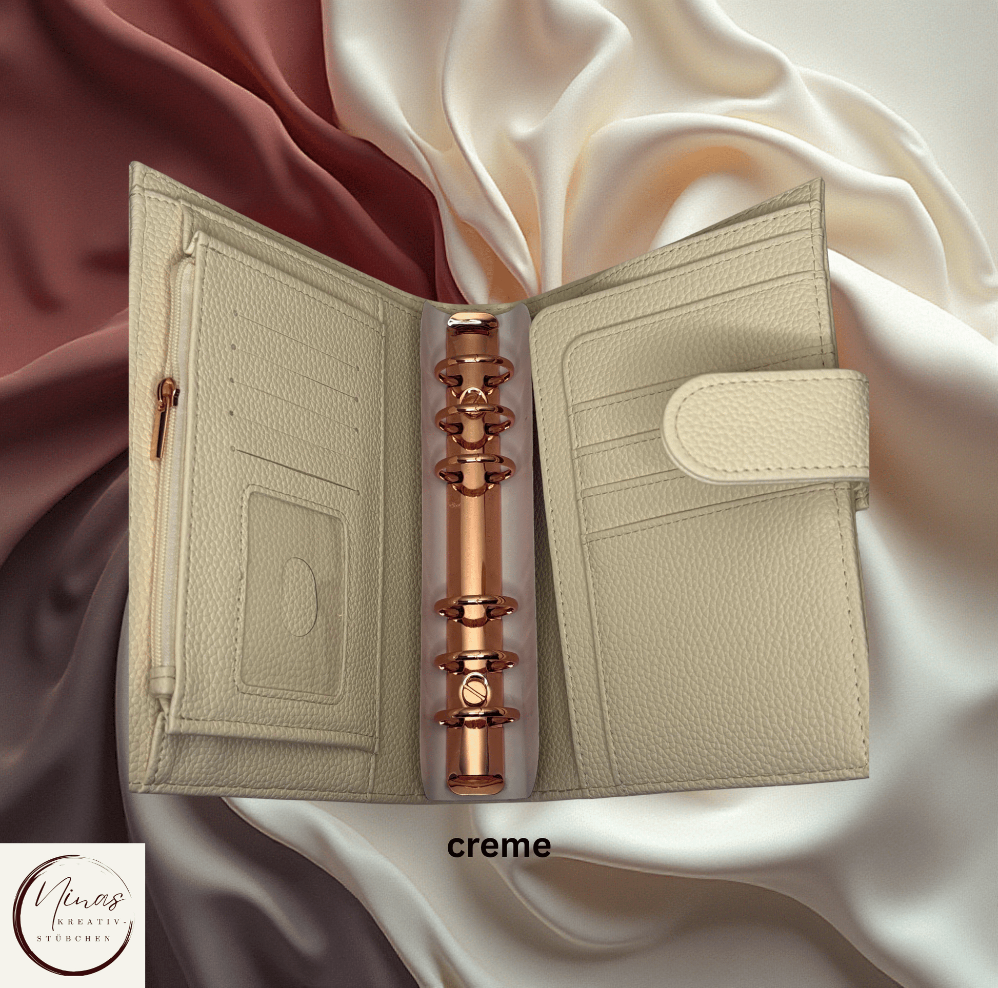 Premium Binder A6 mit Fächern & Rosé - Gold - Ringen I Ausverkauf - Nina's Kreativstübchen