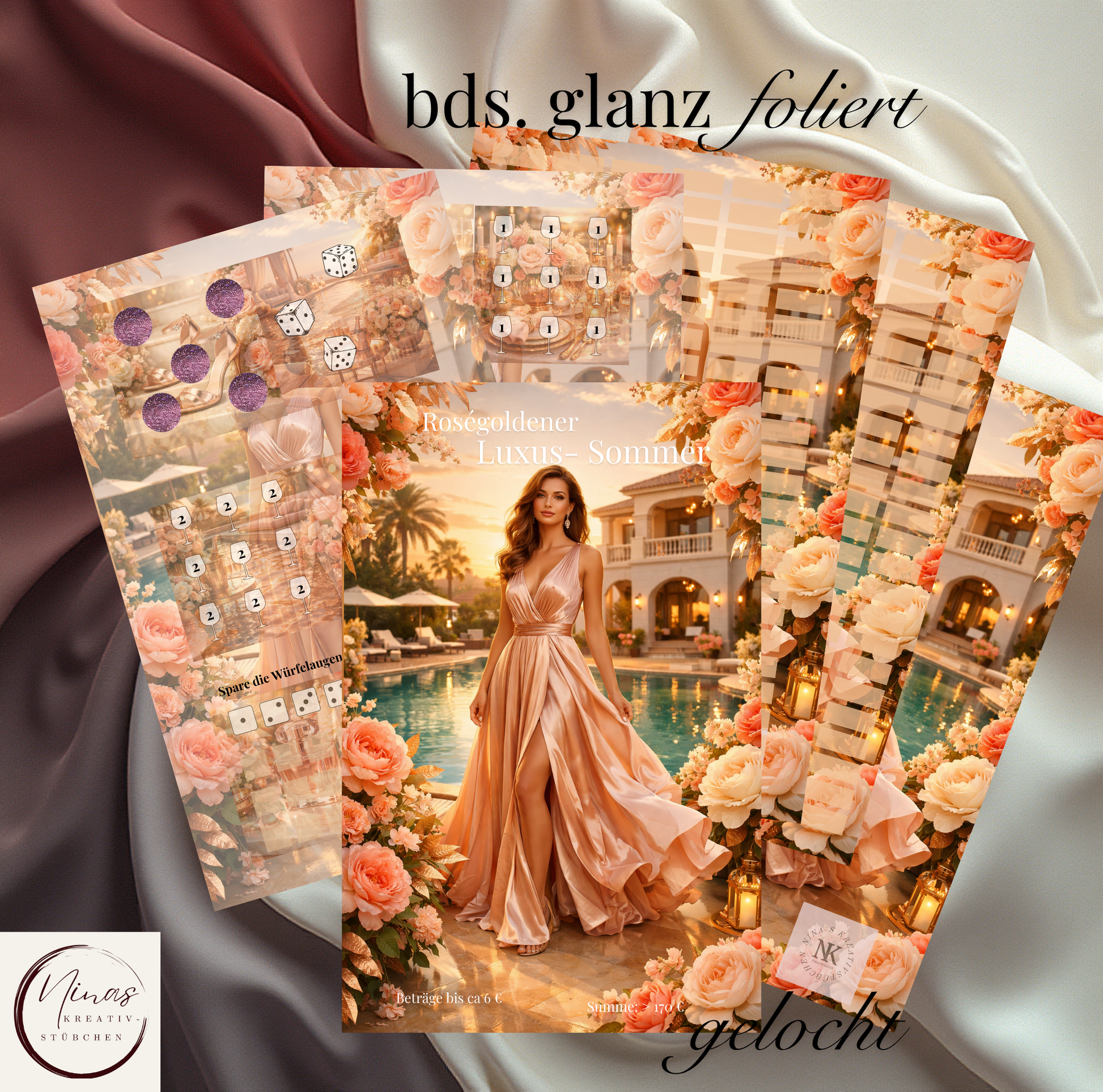 Roségoldener Luxus - Sommer I A6 I Einheftchallenge I glanz foliert - Nina's Kreativstübchen