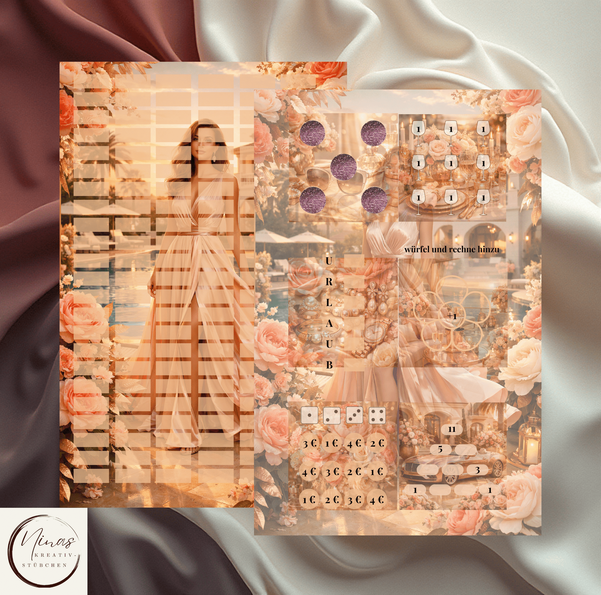 Roségoldener Luxus - Sommer I A6 I Einheftchallenge I glanz foliert - Nina's Kreativstübchen