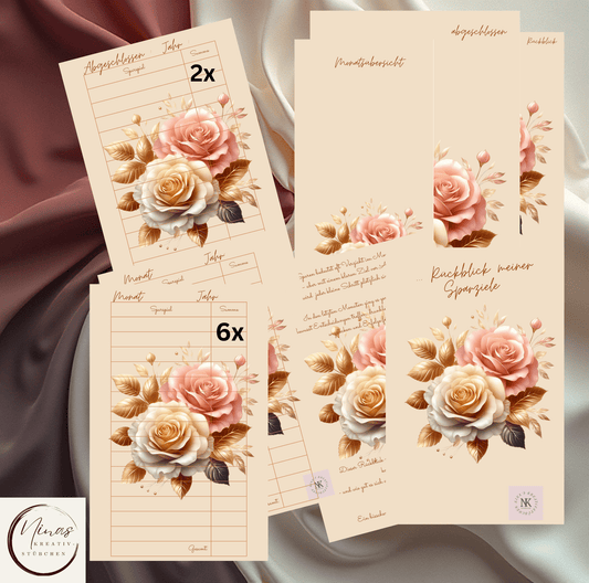 Rückblick meiner Sparziele I Set für 1 Jahr I A6 I Einheftset - Nina's Kreativstübchen