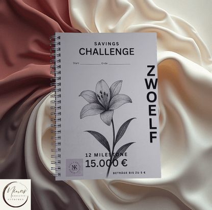 Savings Challenge ZWOELF I 15000 Euro I 15000 € I A5 I 52 Seiten I Sparbuch - Nina's Kreativstübchen