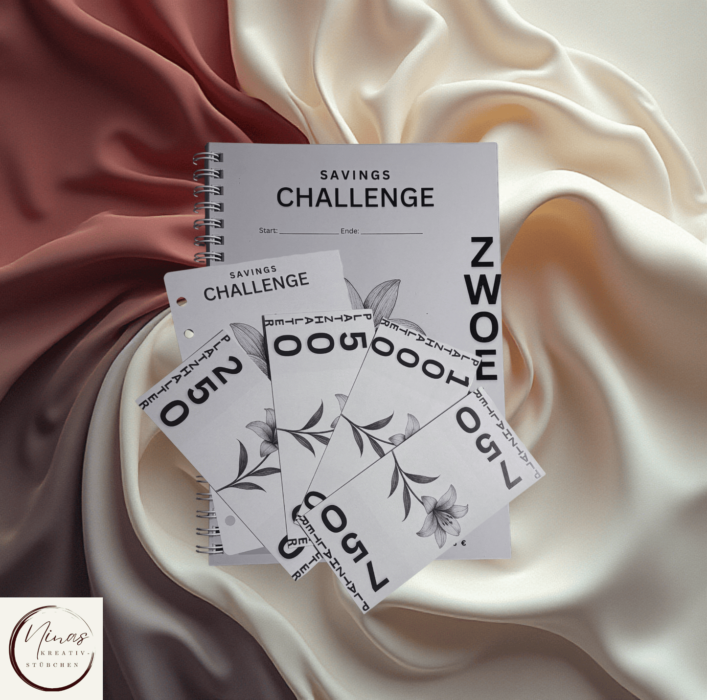 Savings Challenge ZWOELF I 15000 Euro I 15000 € I A5 I 52 Seiten I Sparbuch - Nina's Kreativstübchen