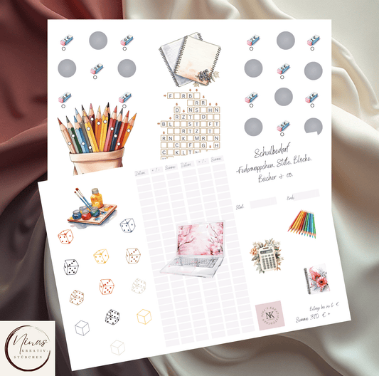 Schulbedarf - Federmäppchen, Stifte, Blöcke & co. I A6 I 3er Klappkarte - Nina's Kreativstübchen