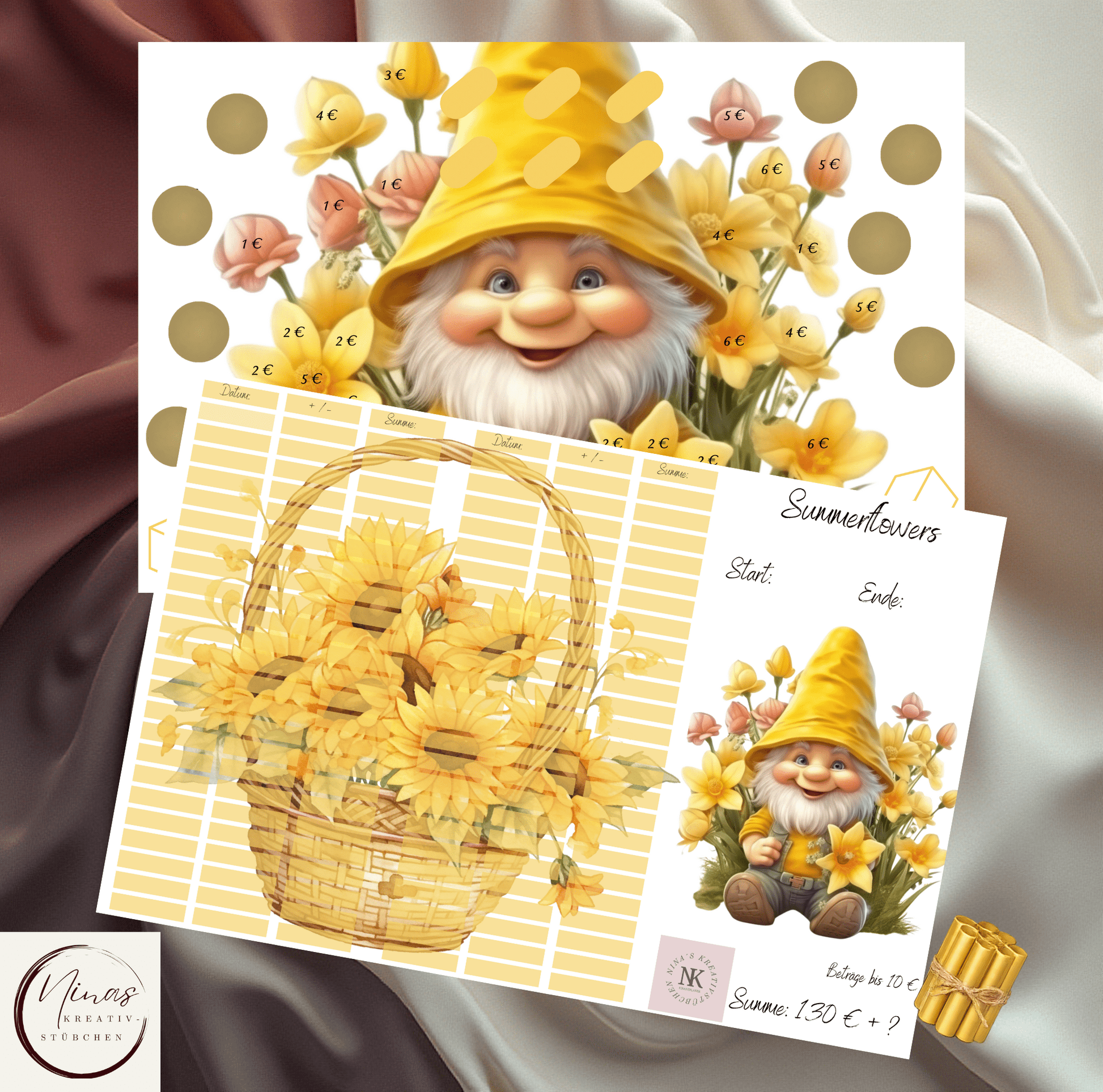 Summerflowers I A6 I Ausverkauf I 3er Klappkarte - Nina's Kreativstübchen