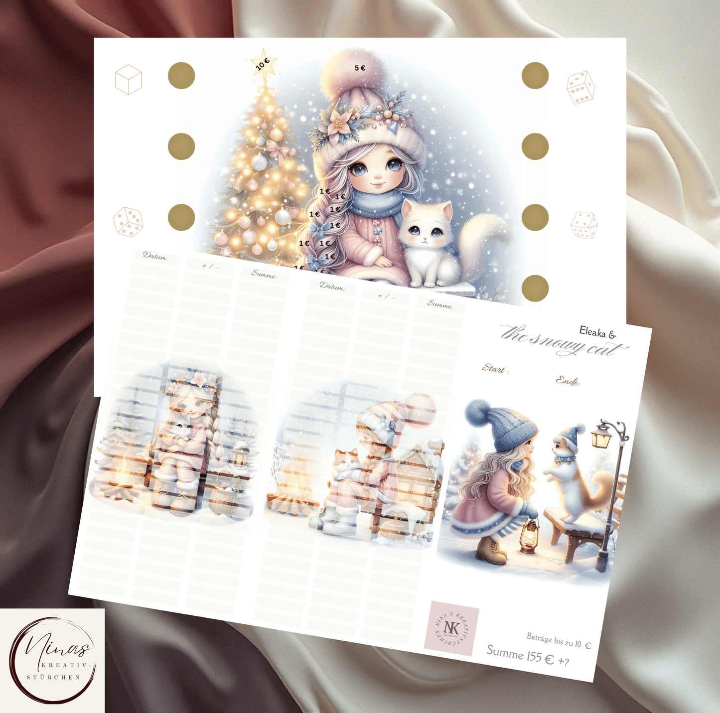 Türchen Nr. 7 I Eleaka & the snowy cat I A6 I 3er Klappkarte - Nina's Kreativstübchen