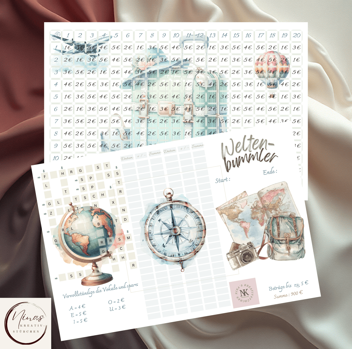 Weltenbummler I A6 I 3er Klappkarte - Nina's Kreativstübchen