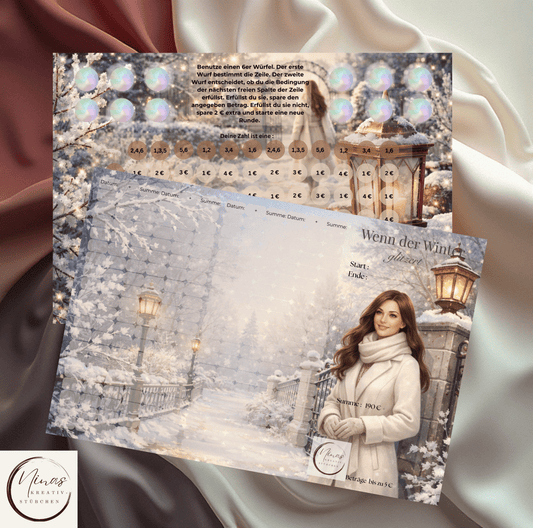 Wenn der Winter glitzert – Winter Sparchallenge mit Würfelspiel & kleinen Sparbeträgen - Nina's Kreativstübchen